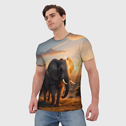 Футболка мужская Африканский слон в саванне, цвет: 3D-принт — фото 2