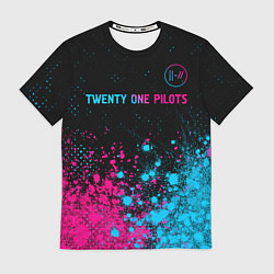 Футболка мужская Twenty One Pilots - neon gradient: символ сверху, цвет: 3D-принт