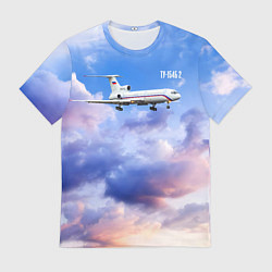 Футболка мужская Ту-154 Розовый закат, цвет: 3D-принт