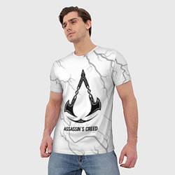 Футболка мужская Assassins Creed glitch на светлом фоне, цвет: 3D-принт — фото 2