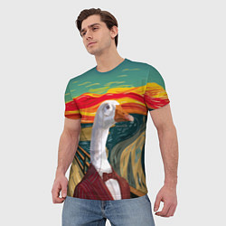 Футболка мужская Утка пародия на картину Крик, цвет: 3D-принт — фото 2