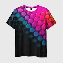 Футболка мужская Цветной шестиугольник, цвет: 3D-принт