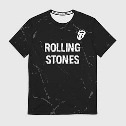 Футболка мужская Rolling Stones glitch на темном фоне: символ сверх, цвет: 3D-принт