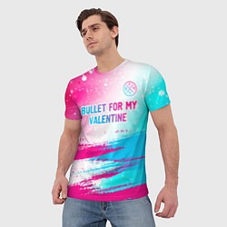 Футболка мужская Bullet For My Valentine neon gradient style: симво, цвет: 3D-принт — фото 2