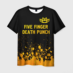 Футболка мужская Five Finger Death Punch - gold gradient: символ св, цвет: 3D-принт