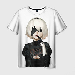 Футболка мужская Nier: Automata - 2B Кибергражданка, цвет: 3D-принт