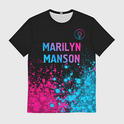 Футболка мужская Marilyn Manson - neon gradient: символ сверху, цвет: 3D-принт