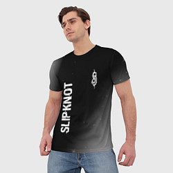 Футболка мужская Slipknot glitch на темном фоне: надпись, символ, цвет: 3D-принт — фото 2