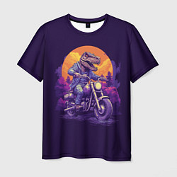 Футболка мужская Динозавр на мотоцикле, цвет: 3D-принт
