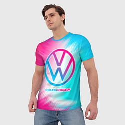 Футболка мужская Volkswagen neon gradient style, цвет: 3D-принт — фото 2