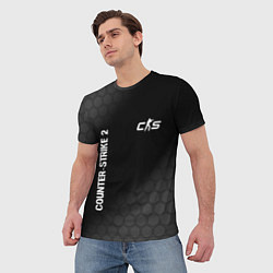 Футболка мужская Counter-Strike 2 glitch на темном фоне: надпись, с, цвет: 3D-принт — фото 2