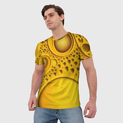 Футболка мужская Желтая объемная текстура, цвет: 3D-принт — фото 2