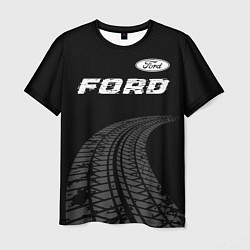 Футболка мужская Ford speed на темном фоне со следами шин: символ с, цвет: 3D-принт