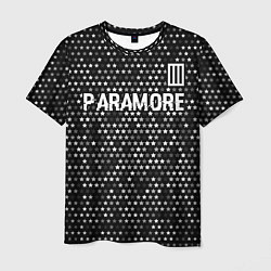 Футболка мужская Paramore glitch на темном фоне: символ сверху, цвет: 3D-принт