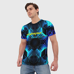 Футболка мужская Cyberpunk 2077 neon texture, цвет: 3D-принт — фото 2