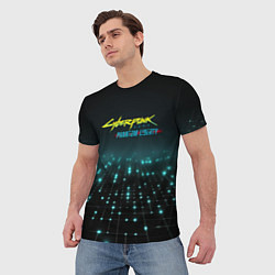 Футболка мужская Cyberpunk logo neon, цвет: 3D-принт — фото 2