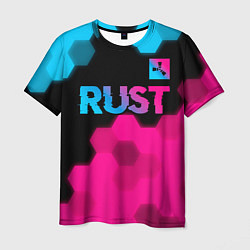 Футболка мужская Rust - neon gradient: символ сверху, цвет: 3D-принт