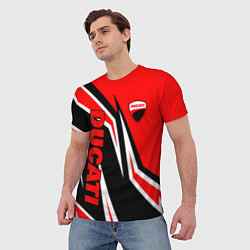 Футболка мужская Ducati- red stripes, цвет: 3D-принт — фото 2
