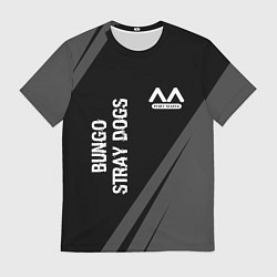 Футболка мужская Bungo Stray Dogs glitch на темном фоне: надпись, с, цвет: 3D-принт