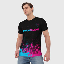 Футболка мужская Evangelion - neon gradient: символ сверху, цвет: 3D-принт — фото 2