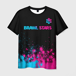 Футболка мужская Brawl Stars - neon gradient: символ сверху, цвет: 3D-принт