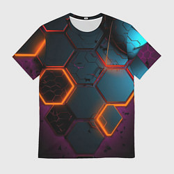 Футболка мужская Неоновые оранжевые плиты, цвет: 3D-принт