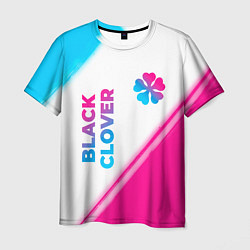 Футболка мужская Black Clover neon gradient style: надпись, символ, цвет: 3D-принт