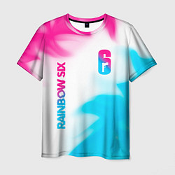Футболка мужская Rainbow Six neon gradient style: надпись, символ, цвет: 3D-принт