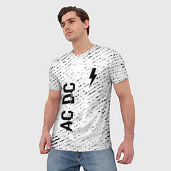 Футболка мужская AC DC glitch на светлом фоне: надпись, символ, цвет: 3D-принт — фото 2
