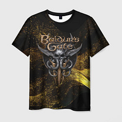 Футболка мужская Baldurs Gate 3 logo gold black, цвет: 3D-принт