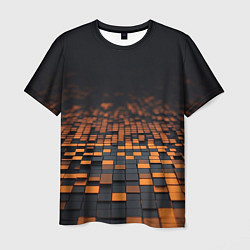 Футболка мужская Черные и оранжевые пиксели, цвет: 3D-принт