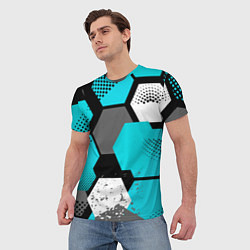 Футболка мужская Шестиугольники абстрактный фон, цвет: 3D-принт — фото 2