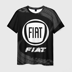 Футболка мужская Fiat speed на темном фоне со следами шин, цвет: 3D-принт