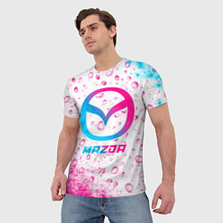 Футболка мужская Mazda neon gradient style, цвет: 3D-принт — фото 2