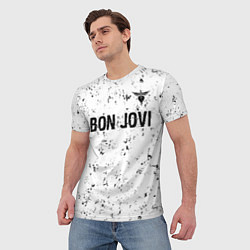 Футболка мужская Bon Jovi glitch на светлом фоне: символ сверху, цвет: 3D-принт — фото 2