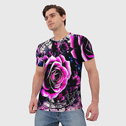 Футболка мужская Розы в стиле киберпанк, цвет: 3D-принт — фото 2