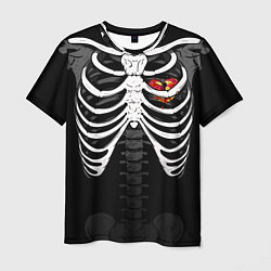Футболка мужская Скелет: ребра с разбитым сердцем, цвет: 3D-принт