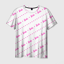 Футболка мужская Барби паттерн - логотип и сердечки, цвет: 3D-принт