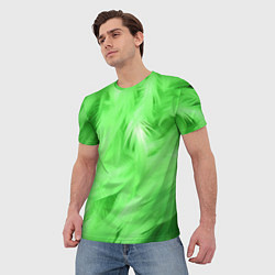 Футболка мужская Зеленые абстрактные листья, цвет: 3D-принт — фото 2
