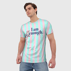 Футболка мужская I am Kenough - фраза и костюм Кена в полоску, цвет: 3D-принт — фото 2