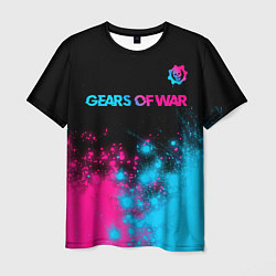 Футболка мужская Gears of War - neon gradient: символ сверху, цвет: 3D-принт