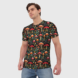 Футболка мужская Сказочные грибы мухоморы паттерн, цвет: 3D-принт — фото 2
