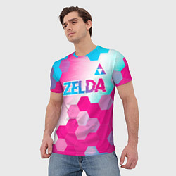 Футболка мужская Zelda neon gradient style: символ сверху, цвет: 3D-принт — фото 2