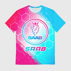 Футболка мужская Saab neon gradient style, цвет: 3D-принт