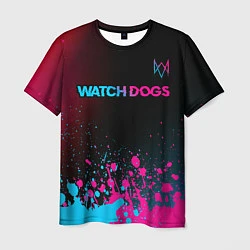 Футболка мужская Watch Dogs - neon gradient: символ сверху, цвет: 3D-принт