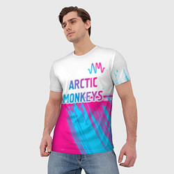 Футболка мужская Arctic Monkeys neon gradient style: символ сверху, цвет: 3D-принт — фото 2