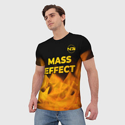 Футболка мужская Mass Effect - gold gradient: символ сверху, цвет: 3D-принт — фото 2