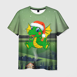 Футболка мужская Зеленый дракончик 2024, цвет: 3D-принт