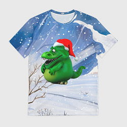 Футболка мужская Толстый дракон на снежном фоне, цвет: 3D-принт