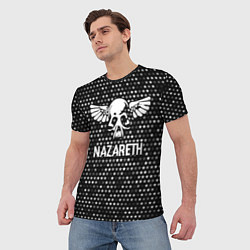 Футболка мужская Nazareth glitch на темном фоне, цвет: 3D-принт — фото 2